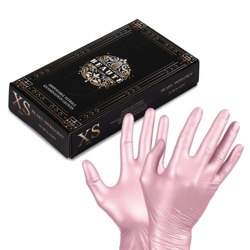 Beaute Luxe nitril kesztyű - pink gyöngyházfényű (XS) 50db