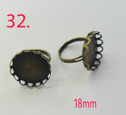 Fém gyűrű alap csipkés kör 18mm (32.)