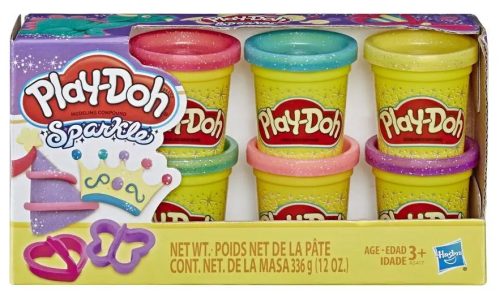 Play-Doh 6 tégelyes csillámos gyurmaszett 