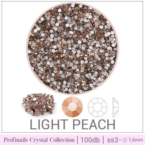 Profinails kristálykő tégelyben 100 db Light Peach ss3 
