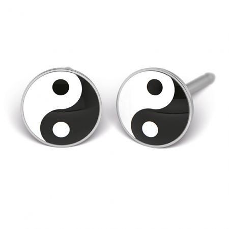 Fülbevaló - yin yang - natúr szín 5,5mm