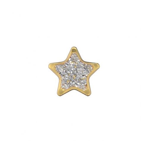 Fülbevaló - csillogó fehér csillag - arany szín 6,5mm