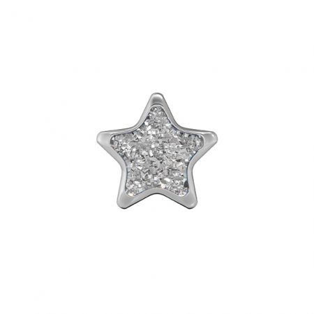 Fülbevaló - csillogó fehér csillag - natúr szín 6,5mm