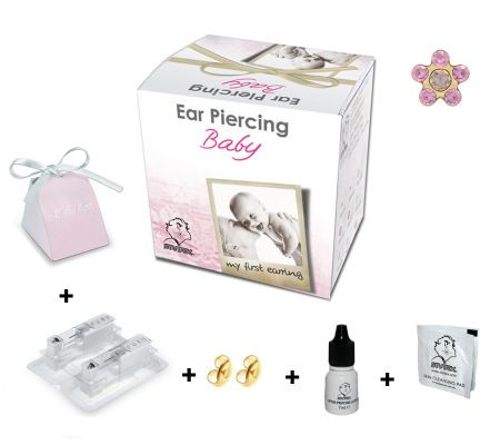BabyBox - Fülbevaló - margaréta rózsaszín & crstal ab kővel - arany szín