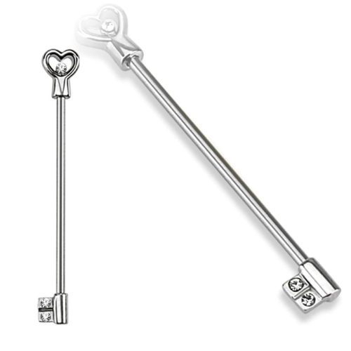 Industrial piercing, kulcs mintával (ezüst szín)