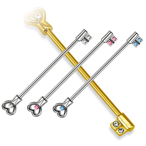 Industrial piercing, kulcs mintával (arany szín)