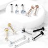 Push-in labret (fekete színű, 3mm crystal kővel)