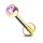 Labret mini kristállyal (arany színű, pink  kővel)