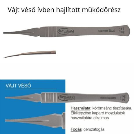 Rozsdamentes hajlított vájtvéső RM13