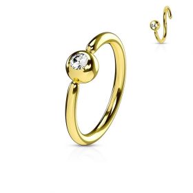   Karika rögzített golyóval és kővel (arany színű karika crystal kővel) 8mm
