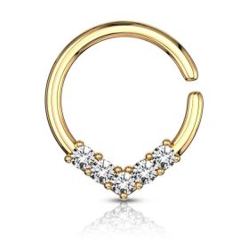 Karika kőberakásos V-formával (arany színű)