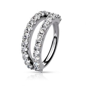 Végtelen karika, két sor kővel (ezüst színű, 8mm)