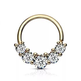   Egyszerű, végtelen karika, különböző méretű kövekkel (arany szín)