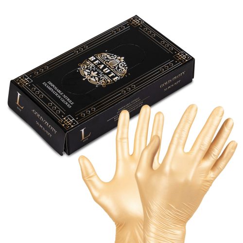 Beaute Luxe nitril kesztyű - arany gyöngyházfényű (L) 50db