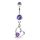 Köldök piercing fém medállal (violet kővel)