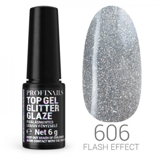 Profinails Glitter Glaze Flash Effekt fixálásmentes LED/UV fényzselé 6g No. 606