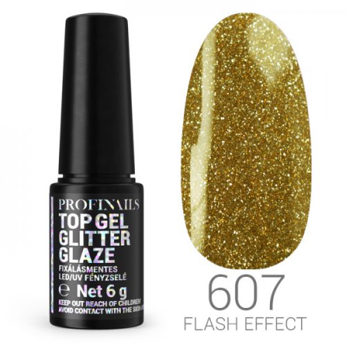 Profinails Glitter Glaze Flash Effekt fixálásmentes LED/UV fényzselé 6g No. 607