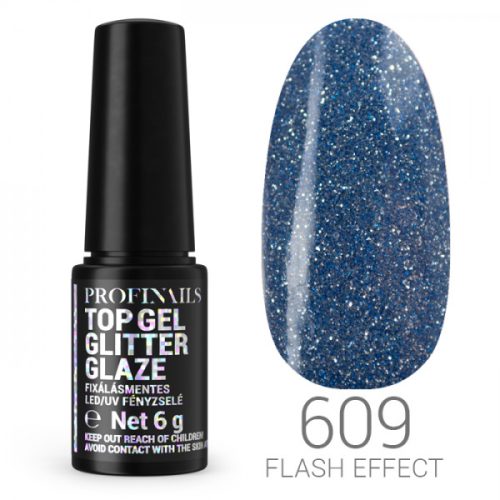 Profinails Glitter Glaze Flash Effekt fixálásmentes LED/UV fényzselé 6g No. 609