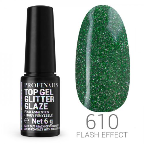 Profinails Glitter Glaze Flash Effekt fixálásmentes LED/UV fényzselé 6g No. 610
