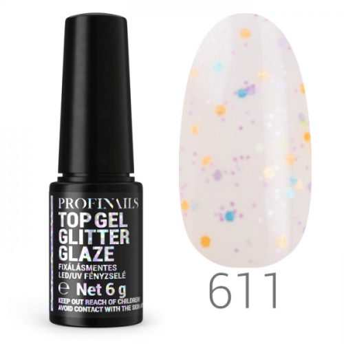 Profinails Glitter Glaze Flash Effekt fixálásmentes LED/UV fényzselé 6g No. 611