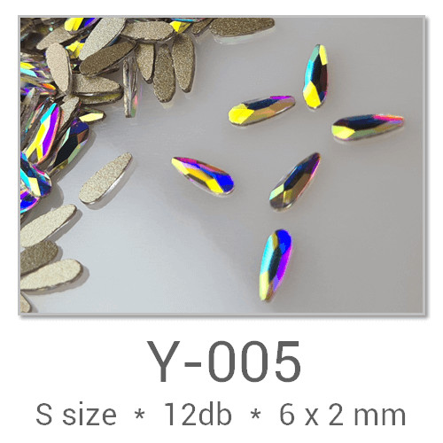 Profinails forma strasszkövek #Y-005 Crystal AB 12 db (6x2 mm csepp)