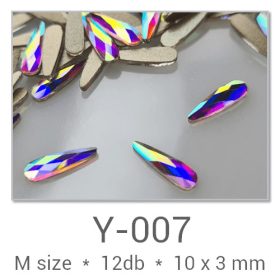   Profinails forma strasszkövek #Y-007 Crystal AB 12 db (10x3 mm csepp)