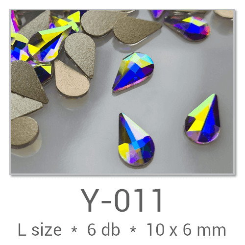Profinails forma strasszkövek #Y-011 Crystal AB 6 db (10x6 mm csepp)