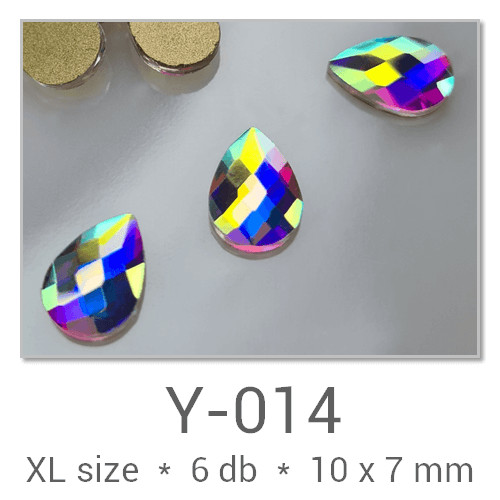 Profinails forma strasszkövek #Y-014 Crystal AB 6 db (10x7 mm csepp)