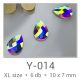 Profinails forma strasszkövek #Y-014 Crystal AB 6 db (10x7 mm csepp)