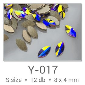   Profinails forma strasszkövek #Y-017 Crystal AB 12 db (8x4 mm búza)