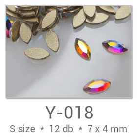   Profinails forma strasszkövek #Y-018 Crystal AB 12 db (7x4 mm búza)