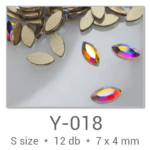 Profinails forma strasszkövek #Y-018 Crystal AB 12 db (7x4 mm búza)