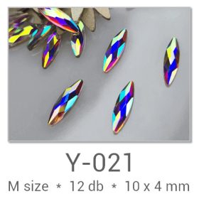   Profinails forma strasszkövek #Y-021 Crystal AB 12 db (4x10 mm búza)