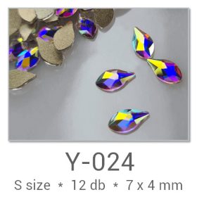   Profinails forma strasszkövek #Y-024 Crystal AB 12 db (7x4 mm csepp)