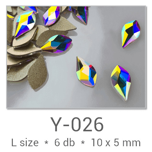 Profinails forma strasszkövek #Y-026 Crystal AB 6 db (10x5 mm csepp)