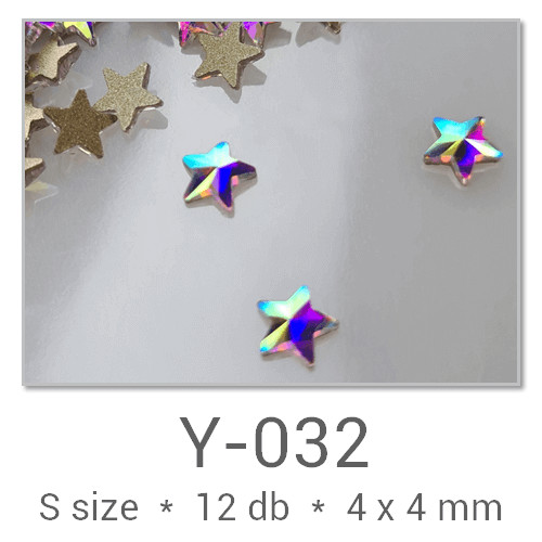 Profinails forma strasszkövek #Y-032 Crystal AB 12 db (4x4 mm csillag)