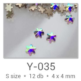   Profinails forma strasszkövek #Y-035 Crystal AB 12 db (4x4 mm virág)