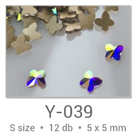   Profinails forma strasszkövek #Y-039 Crystal AB 12 db (5x5 mm pillangó)