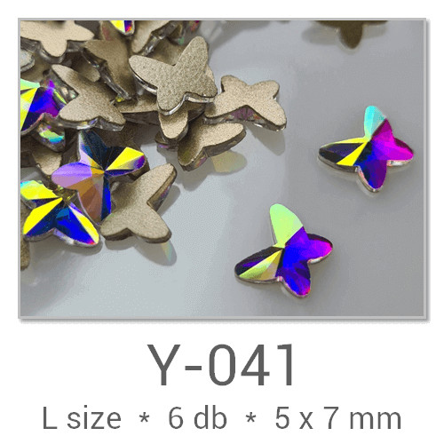 Profinails forma strasszkövek #Y-041 Crystal AB 6 db (5x7 mm pillangó)