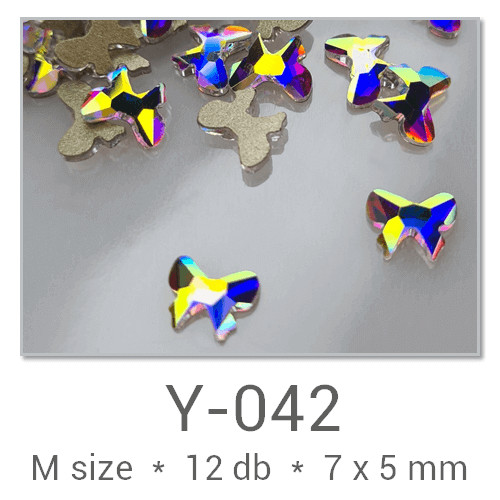 Profinails forma strasszkövek #Y-042 Crystal AB 12 db (7x5 mm pillangó)