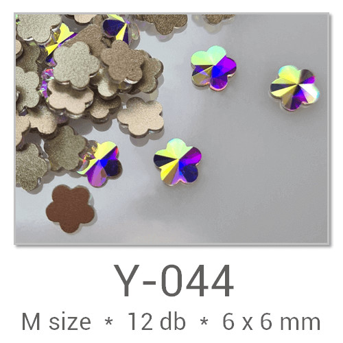 Profinails forma strasszkövek #Y-044 Crystal AB 12 db (6x6 mm virág)