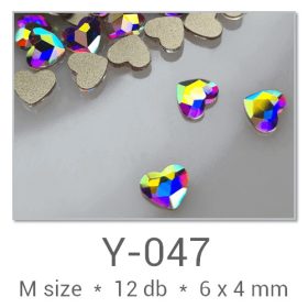   Profinails forma strasszkövek #Y-047 Crystal AB 12 db (6x4 mm szív)