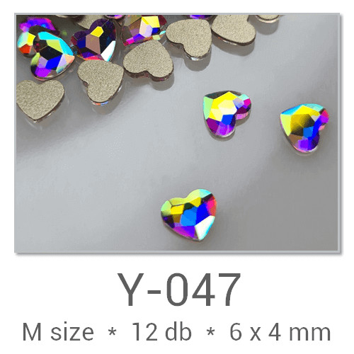 Profinails forma strasszkövek #Y-047 Crystal AB 12 db (6x4 mm szív)