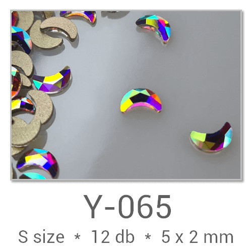 Profinails forma strasszkövek #Y-065 Crystal AB 12 db (5x2 mm félhold)