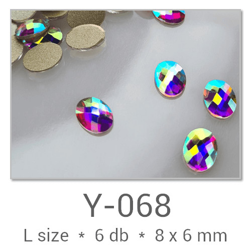 Profinails forma strasszkövek #Y-068 Crystal AB 6 db (8x6 mm tojás)