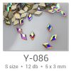 Profinails forma strasszkövek #Y-074 Crystal AB 6 db (8x6 mm hasáb)