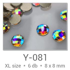   Profinails forma strasszkövek #Y-081 Crystal AB 6 db (8x8 mm kerek)