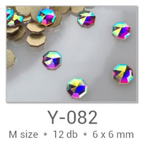   Profinails forma strasszkövek #Y-082 Crystal AB 12 db (6x6 mm nyolcszög)