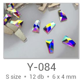   Profinails forma strasszkövek #Y-084 Crystal AB 12 db (6x4 mm trapéz)