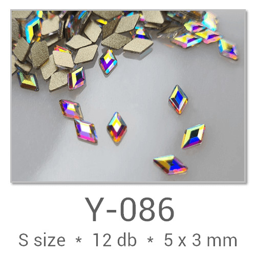 Profinails forma strasszkövek #Y-086 Crystal AB 12 db (5x3 mm rombusz)